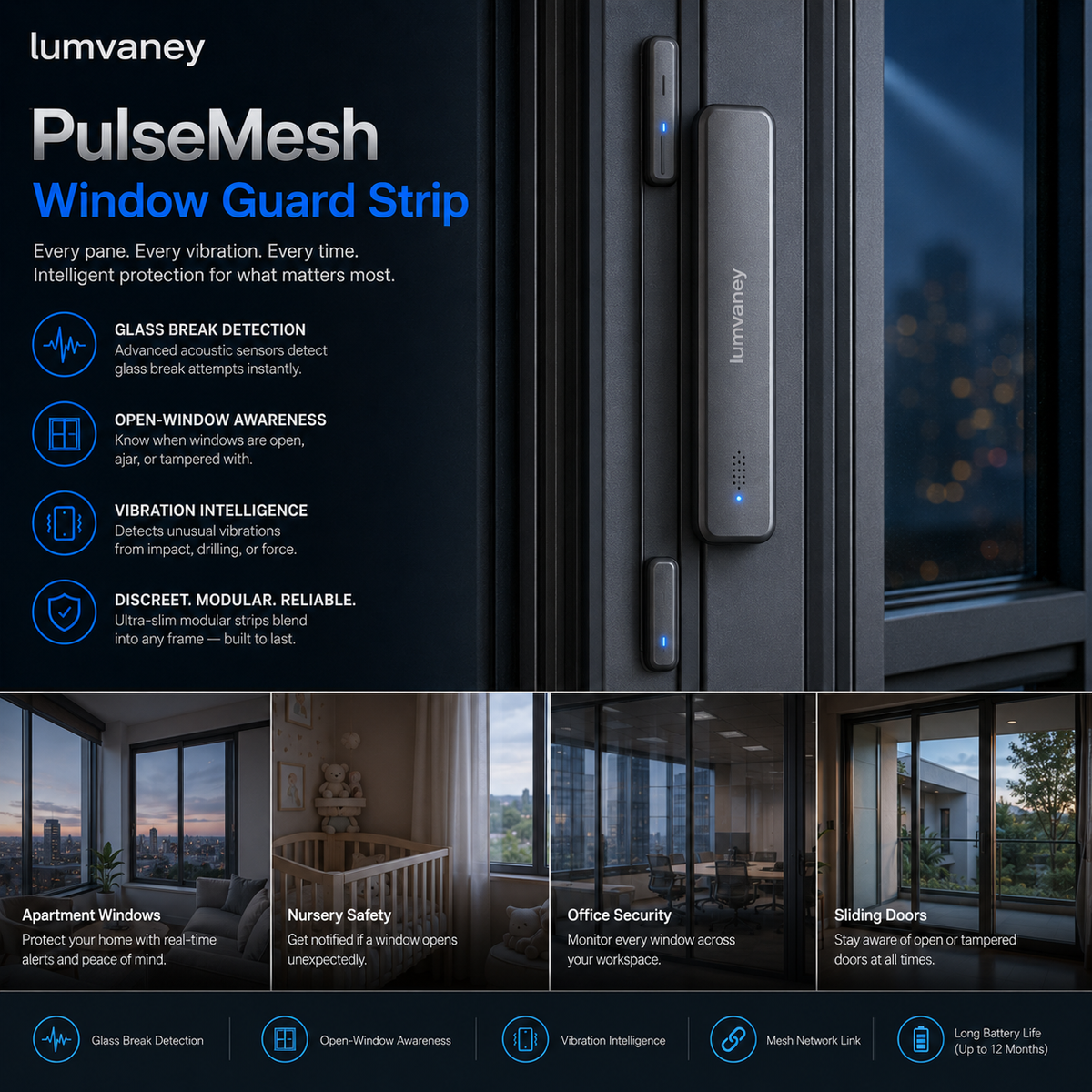 Lumvaney™ PulseMesh Window Guard Strip