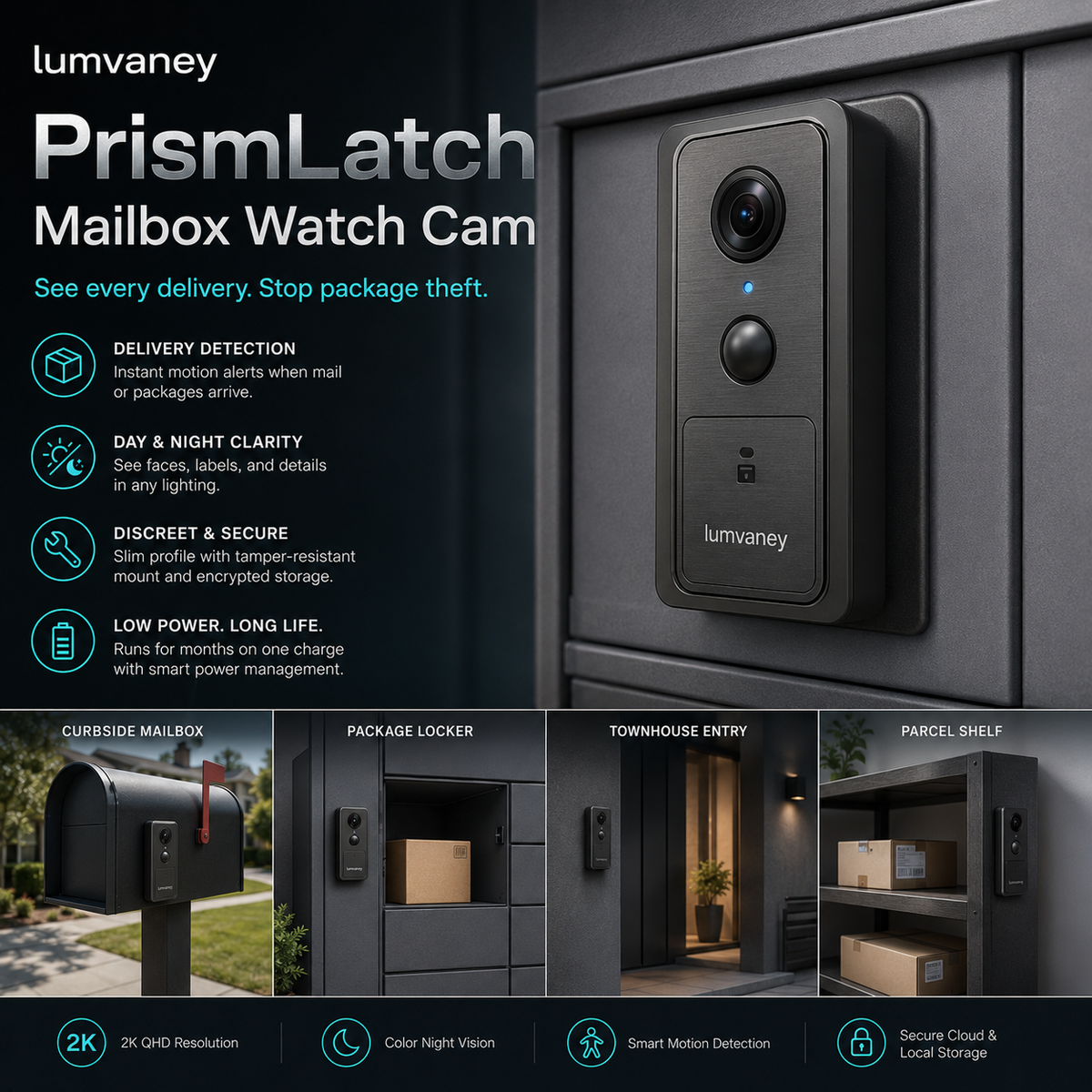 Lumvaney™ PrismLatch Mailbox Watch Cam