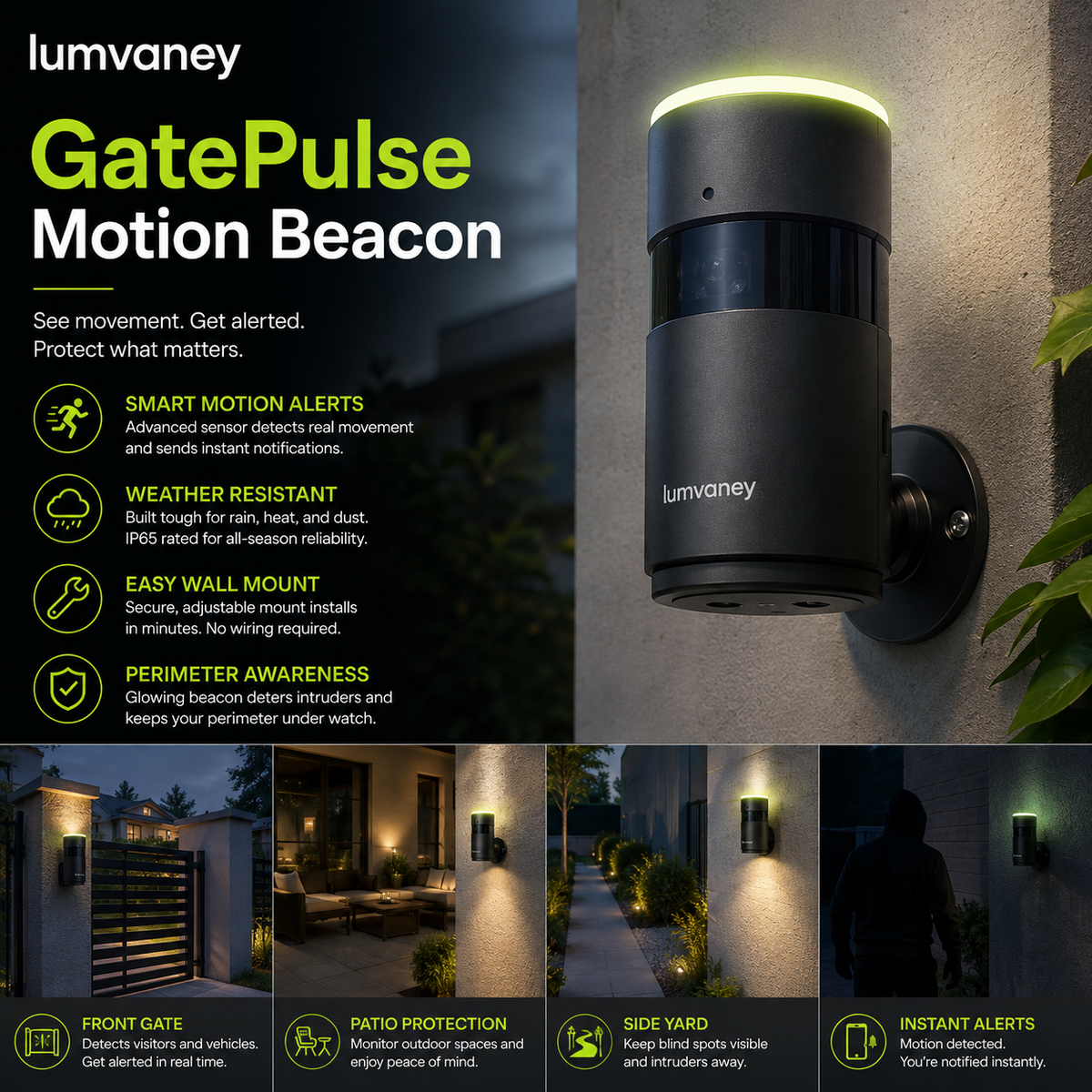 Lumvaney™ GatePulse Motion Beacon