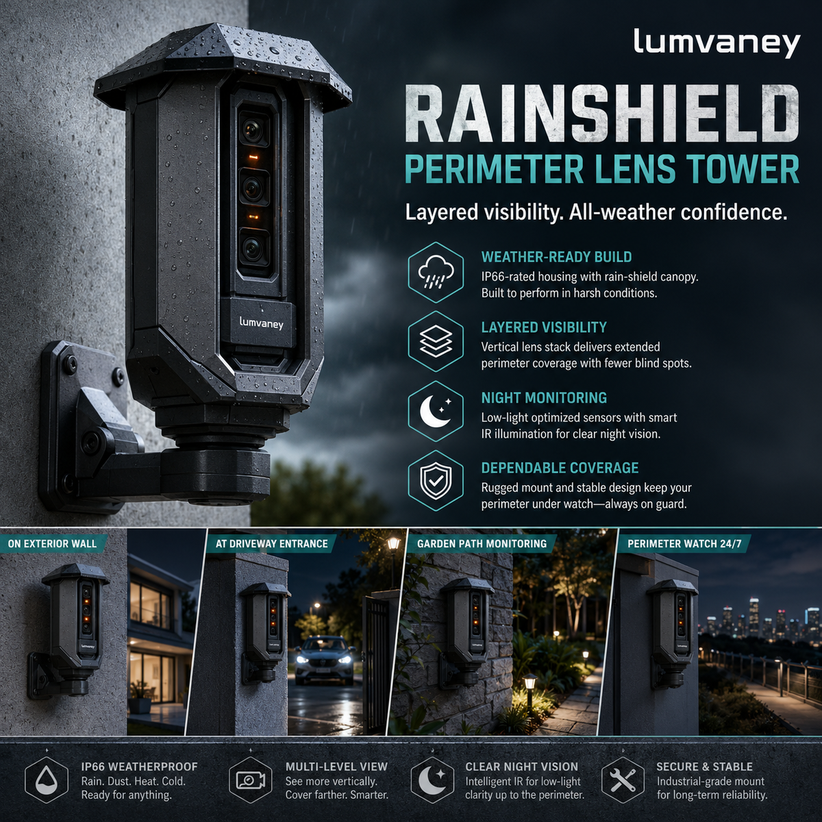 Lumvaney™ Rainshield Perimeter Lens Tower